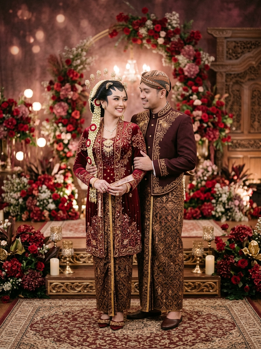 Prewedding kebaya merah maroon