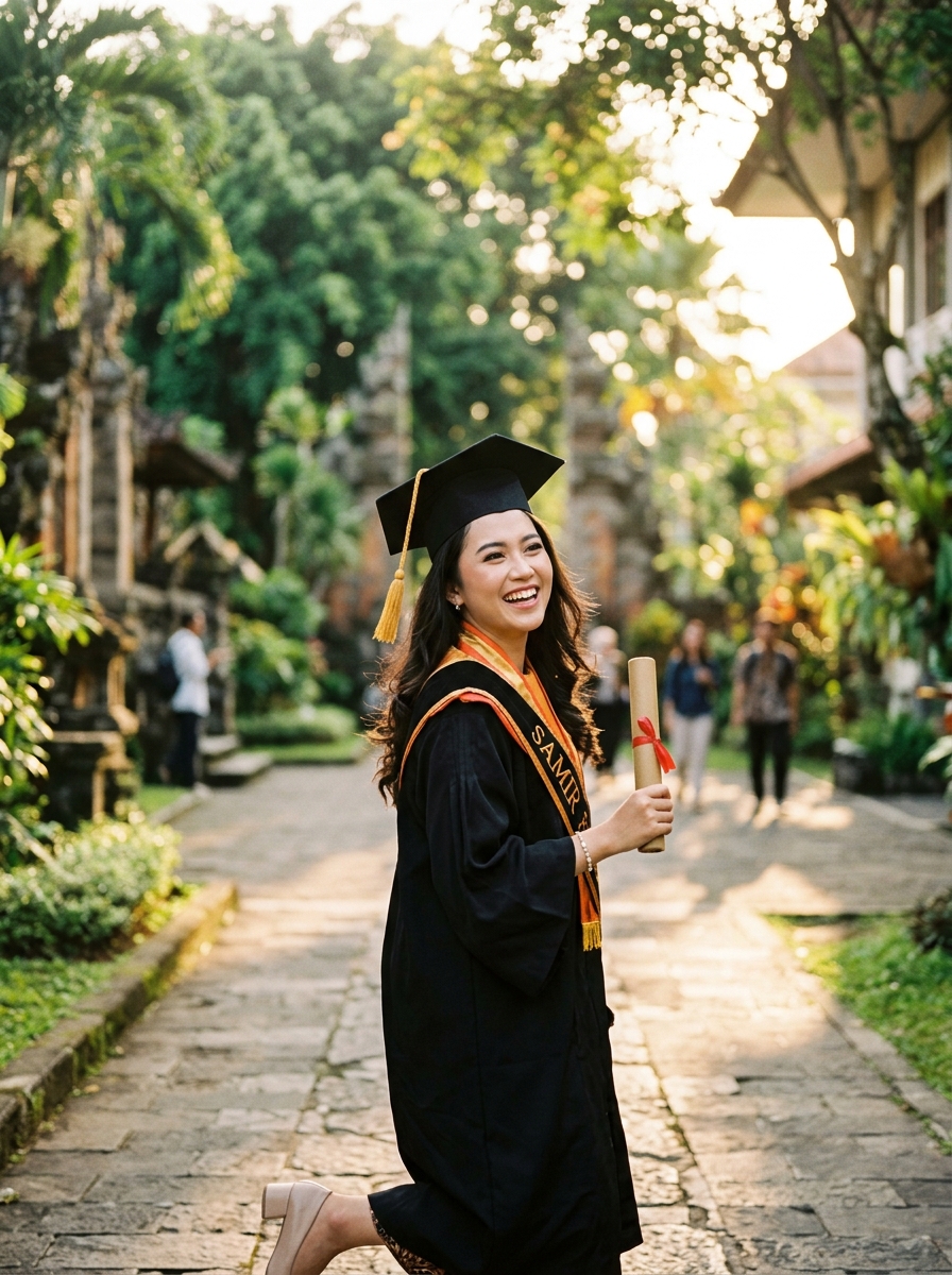 Foto wisuda outdoor campus Jogja